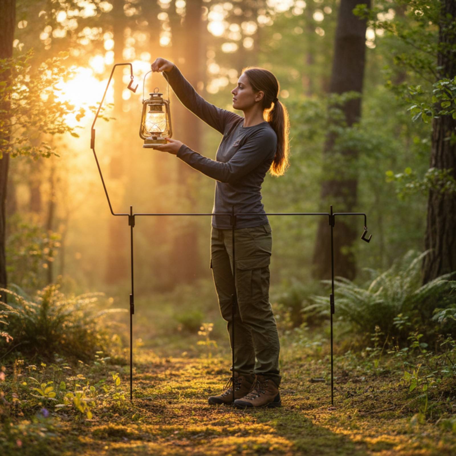 Outdoor Lighting Pole - Campinglantaarnstandaard Afneembare campinglichtpaal Kampeerkeukenhangerstandaard Multifunctionele draagbare