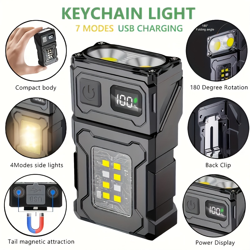 Outdoor Lighting House - Mini oplaadbare LED-zaklamp Draagbare zij-COB-zaklamp met