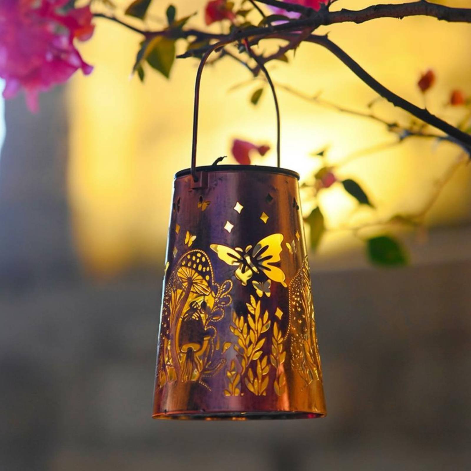 Solar Lantern Hanging - Bloementuinlantaarn Patroon Tuinverlichting Automatisch aan/uit Schakelbaar