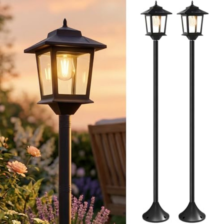Outdoor Lighting Pole - Buitenverlichting op zonne-energie, 2-pack 63 inch
