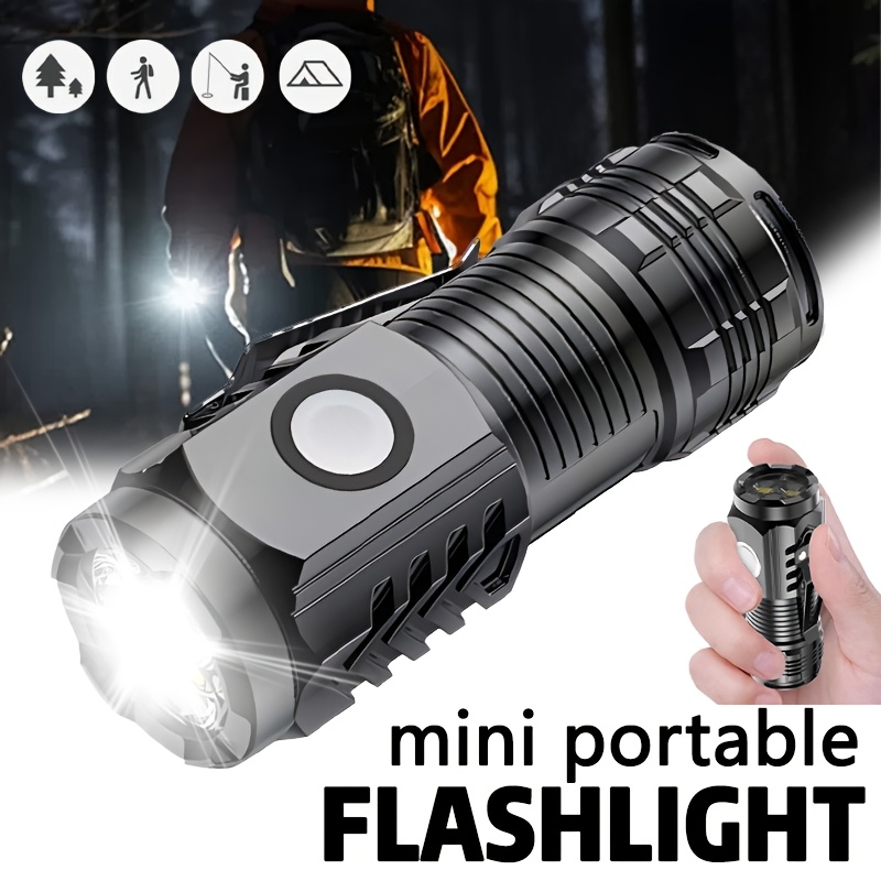 Outdoor Lighting Black - Mini 3LED-zaklamp met penclip, nachtwandelingen, draagbare