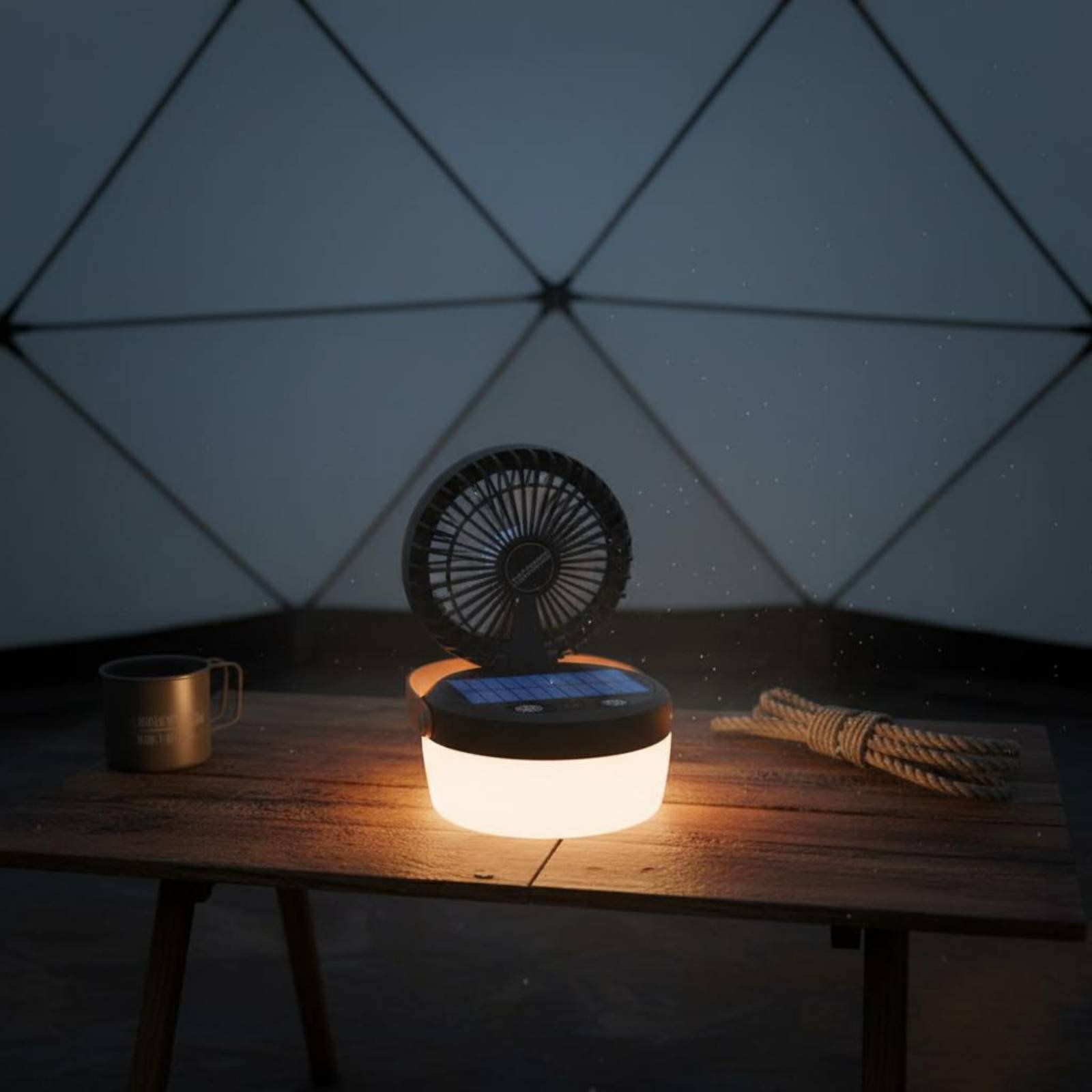 Solar Lantern Hanging - Zonne-campingventilatorlantaarn, opvouwbaar ontwerp, drievoudige functie, kampeerlantaarn,