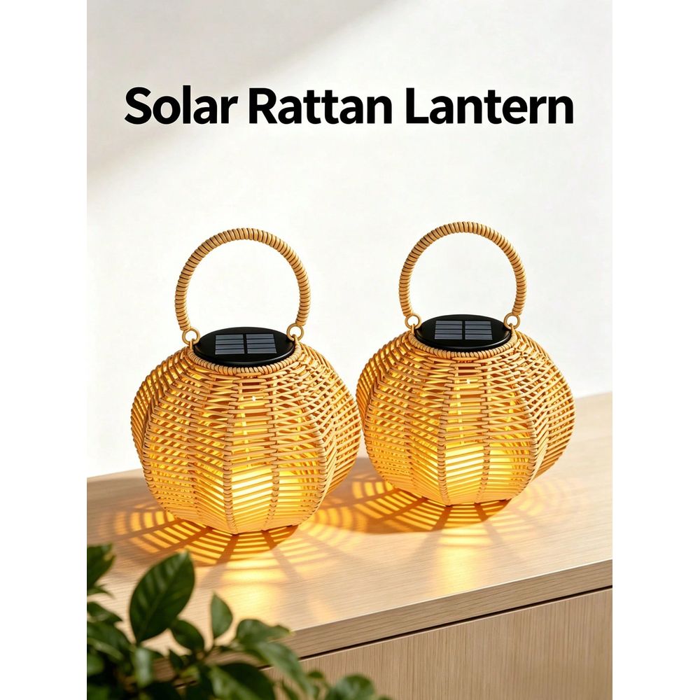 Solar Lantern Hanging - Rotan zonne-omgevingslicht voor huisdecoratie, hangende lantaarn,
