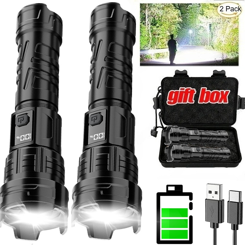 Outdoor Lighting Black - Superheldere LED-zaklamp Oplaadbare USB-zaklamp Outdoor Zoom