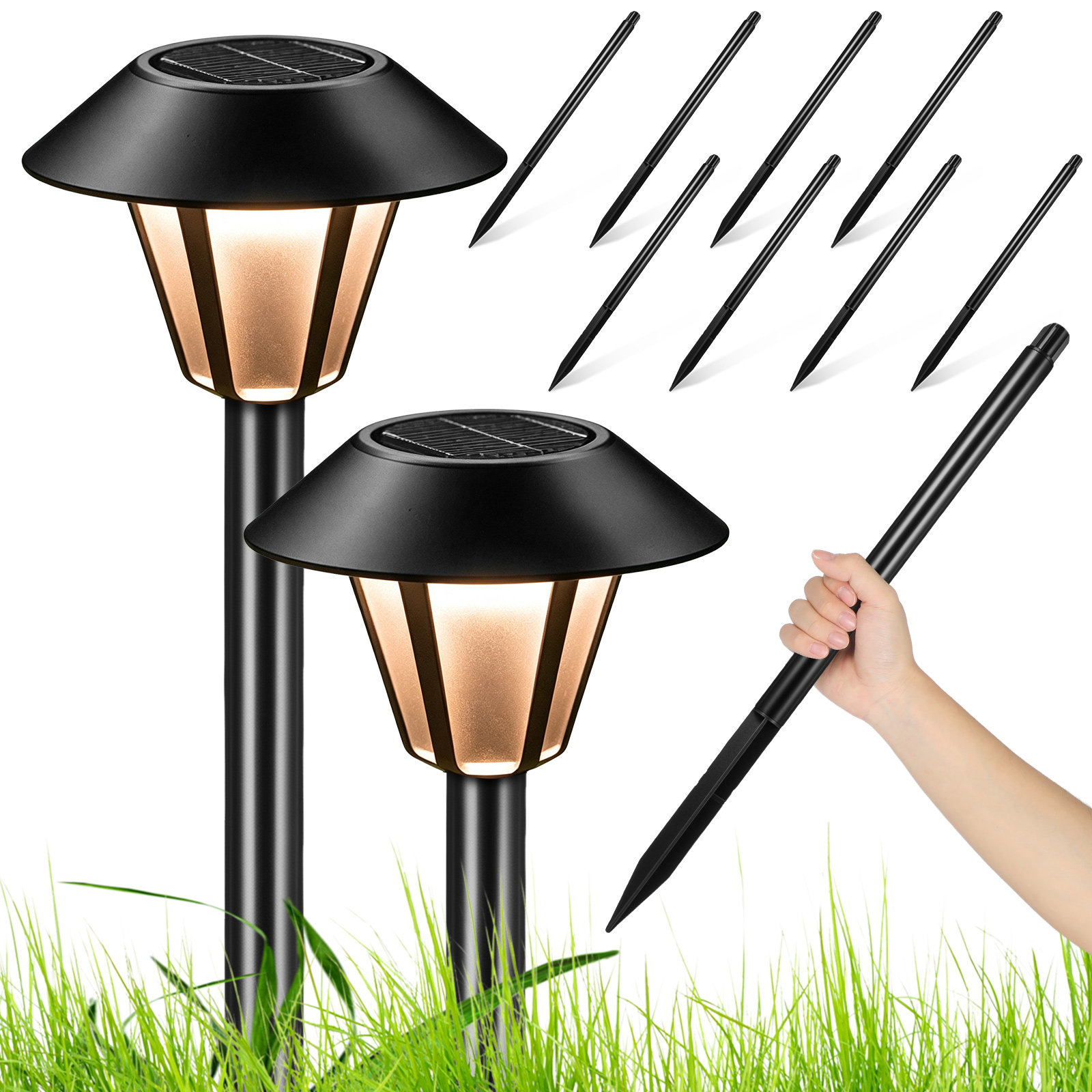 8-delige set zwarte plastic gr - Outdoor Lighting Black recensie en prijs
