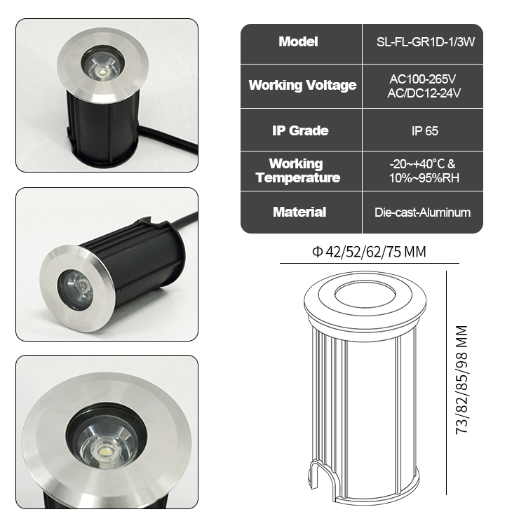 1W/3W DC12v IP65 Waterdichte L - Ground Light Recessed recensie en prijs