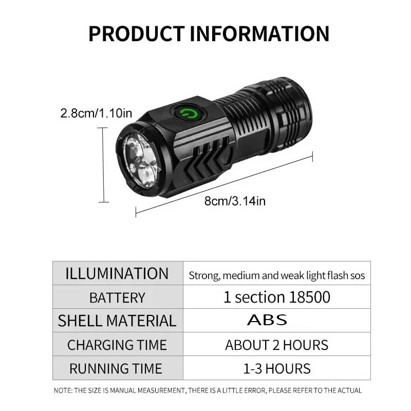 Mini 3LED-zaklamp met penclip, - Outdoor Lighting Black recensie en prijs